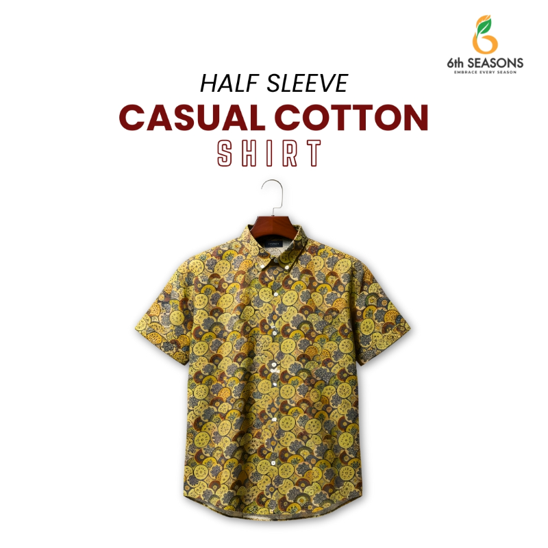 Half-Sleeve Geometric Shirt (Yellow)