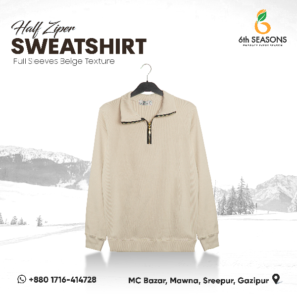 Half Zip Sweatshirt - Off-white - M