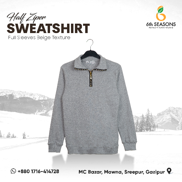 Half Zip Sweatshirt - Gray - M